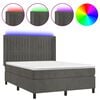 vidaXL Cama box spring colch&oacute;n y LED terciopelo gris oscuro 140x200 cm