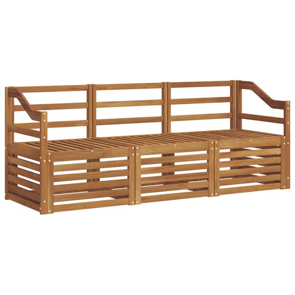 vidaXL Juegos de sof&aacute;s 3 pcs Natural Madera de Acacia S&oacute;lida