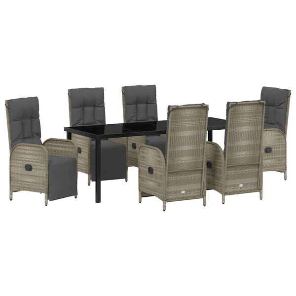 vidaXL Conjunto de Comedor de Jard&iacute;n 7 pcs Gris rat&aacute;n sint&eacute;tico