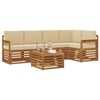 vidaXL Juegos de sof&aacute;s 6 pcs Natural y Beige Madera de Acacia S&oacute;lida