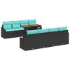vidaXL Conjunto de sof&aacute; de jard&iacute;n 9 pcs Negro y Verde Azulado