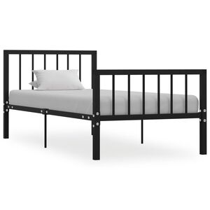 vidaXL Estructura de cama sin colch&oacute;n metal negro 90x200 cm