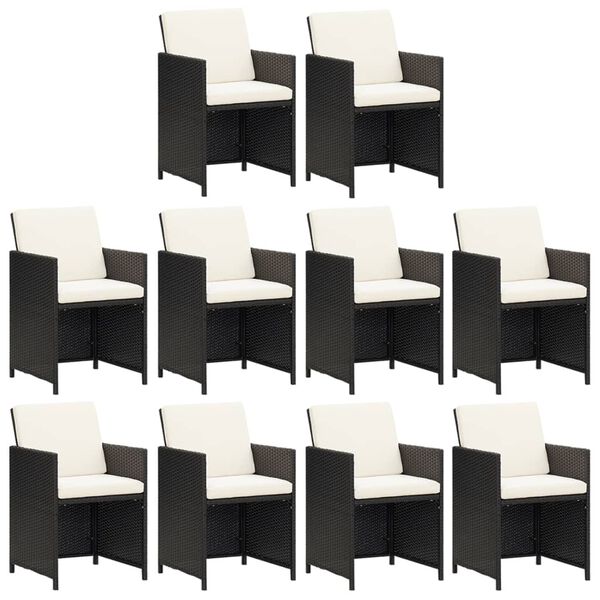 vidaXL Set de comedor jard&iacute;n 11 pzas con cojines rat&aacute;n sint&eacute;tico negro