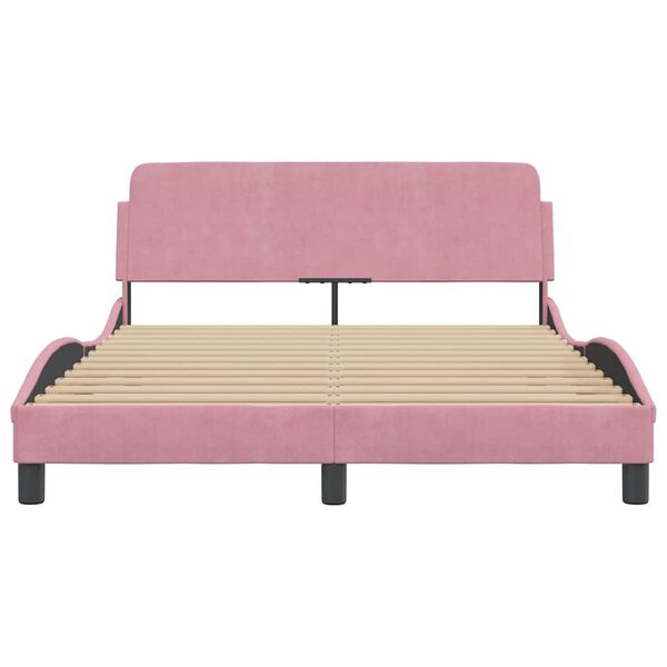vidaXL Estructura de cama con cabecero Dover terciopelo rosa 120x200 cm