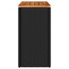 vidaXL Mesa auxiliar de jardín con tablero de madera, color negro, 58 x 27,5 x 55 cm, ratán sintético