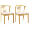 vidaXL Silla de comedor 2 uds. Madera de caucho s&oacute;lida Natural y claro