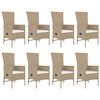 vidaXL Set comedor de jard&iacute;n 9 pzas con cojines rat&aacute;n sint&eacute;tico beige