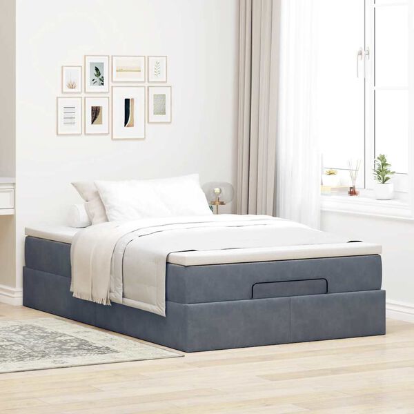 vidaXL Estructura cama otomana colch&oacute;n terciopelo gris oscuro