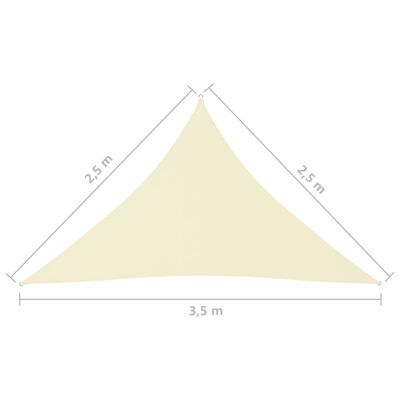 vidaXL Toldo de vela triangular tela Oxford color crema 2,5x2,5x3,5 m