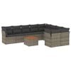 vidaXL Set de sof&aacute;s de jard&iacute;n 10 pzas con cojines rat&aacute;n sint&eacute;tico gris