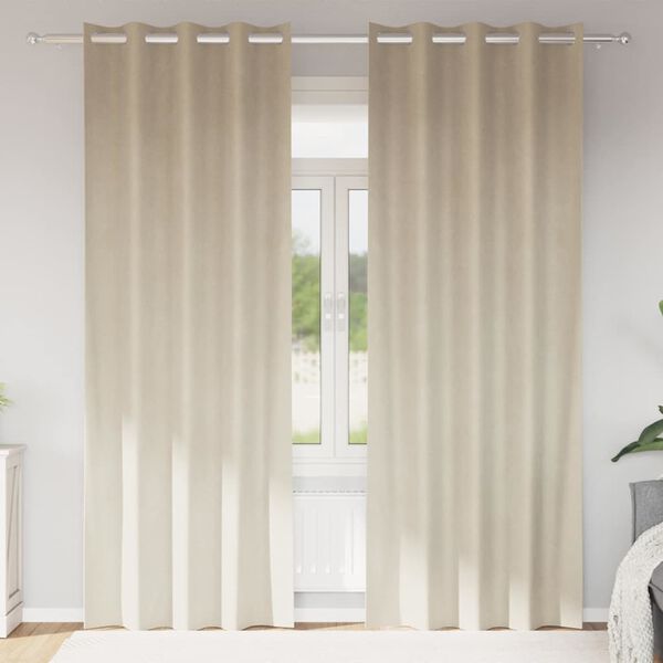 vidaXL Cortinas opacas 2 pcs Crema 140 x 225 cm Terciopelo