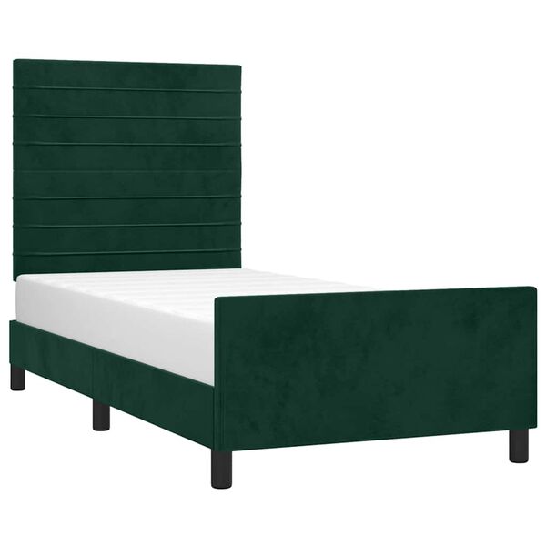 vidaXL Estructura de cama sin colch&oacute;n terciopelo verde oscuro 90x200cm