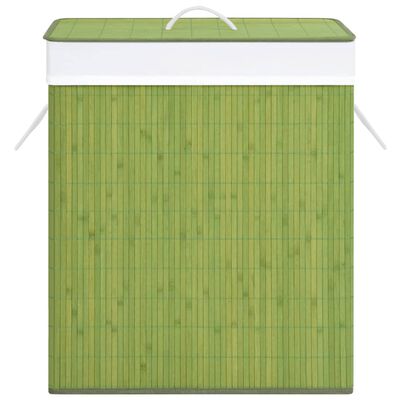 vidaXL Cesto de la ropa sucia de bambú 2 secciones verde 100 l
