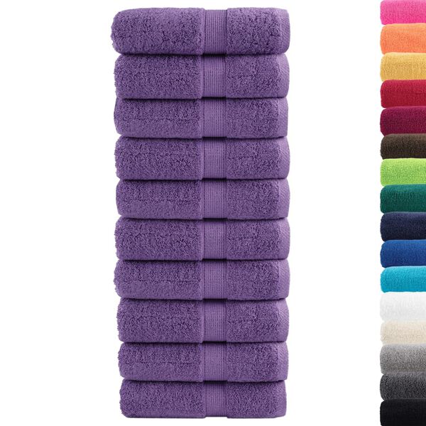 vidaXL Toallas de mano premium SOLUND 10 unidades, color morado, 30 x 30 cm, 600 g/m&sup2;