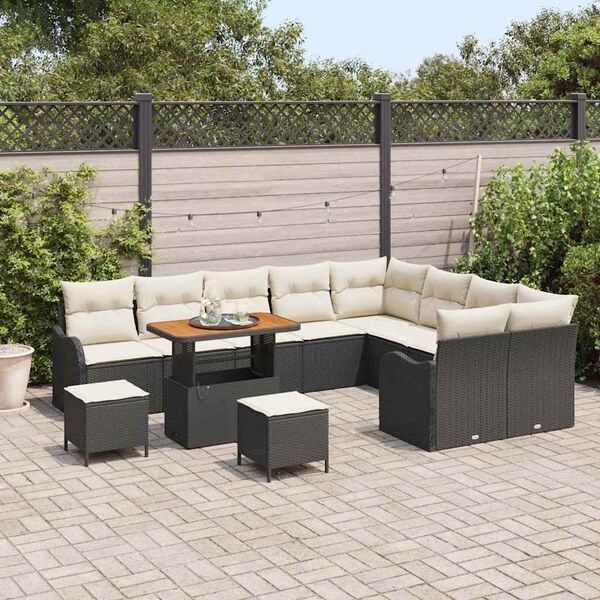 vidaXL Conjunto de sof&aacute;s de jard&iacute;n 12 pcs Negro rat&aacute;n sint&eacute;tico