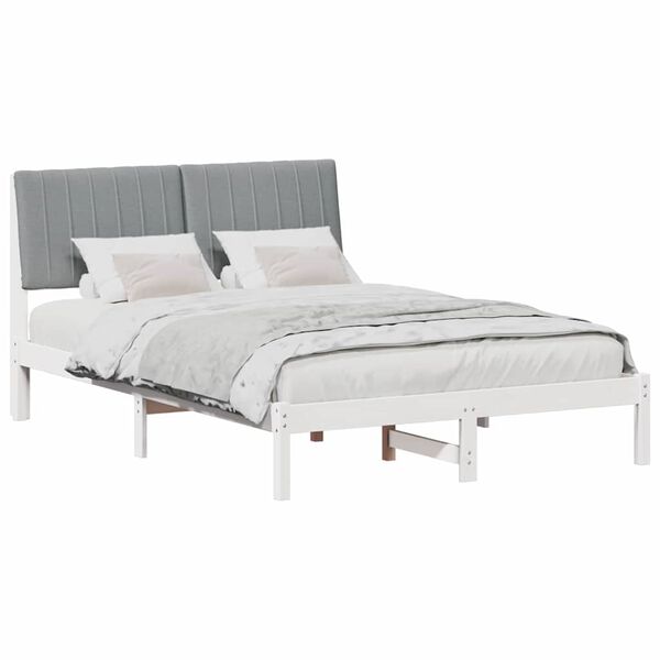 vidaXL Estructura de cama con cabecera Gris Claro 140 x 190 cm