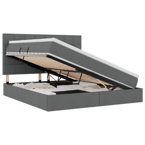 vidaXL Cama con almacenamiento y colch&oacute;n Gris oscuro 180 x 200 cm