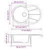 vidaXL Fregadero de cocina de granito con un seno ovalado gris