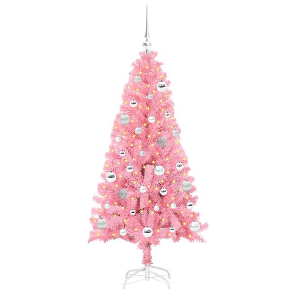 vidaXL Árbol de Navidad con 150 LED con soporte Rosa 150 cm PVC