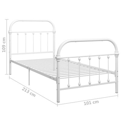vidaXL Estructura de cama de metal blanco 90x200 cm