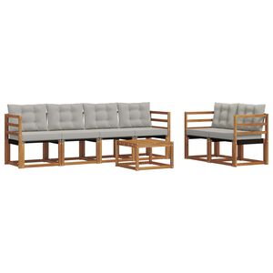 vidaXL Conjunto de sof&aacute;s de exterior 7 pcs Gris Natural y Claro