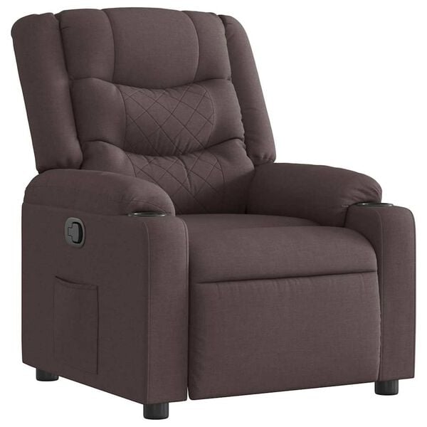 vidaXL Sill&oacute;n reclinable de tela marr&oacute;n oscuro