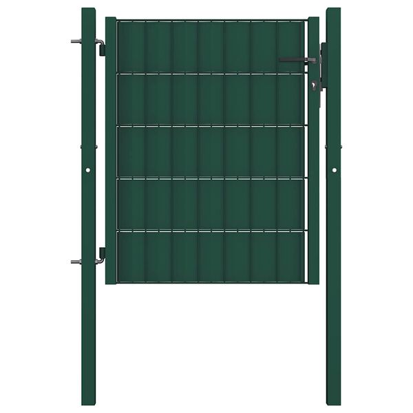 vidaXL Puerta de valla de PVC y acero 100 x 100 cm verde