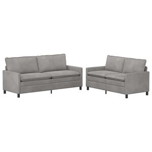 vidaXL Juego de Sof&aacute; 2 uds. Gris Claro Terciopelo