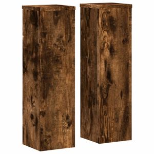 vidaXL Soportes de plantas 2 uds madera roble ahumado 17x17x60 cm
