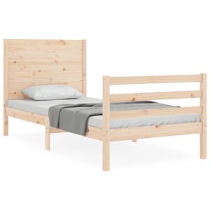 vidaXL Estructura de cama con cabecero madera maciza 100x200 cm