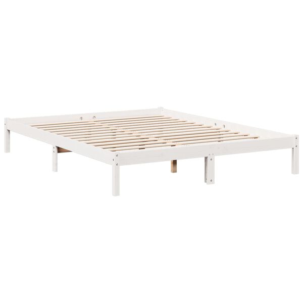 vidaXL Cama extralarga sin colch&oacute;n madera maciza pino blanca 140x210 cm