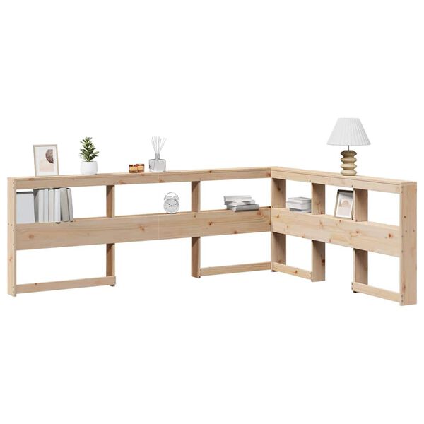 vidaXL Cabecero librer&iacute;a en forma de L madera maciza de pino 40 cm