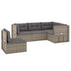 vidaXL Set de muebles de jardín 5 pzas y cojines ratán sintético gris