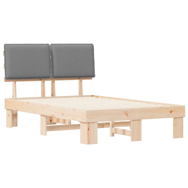 vidaXL Estructura de Cama con Cabecera Tapizada Gris Claro