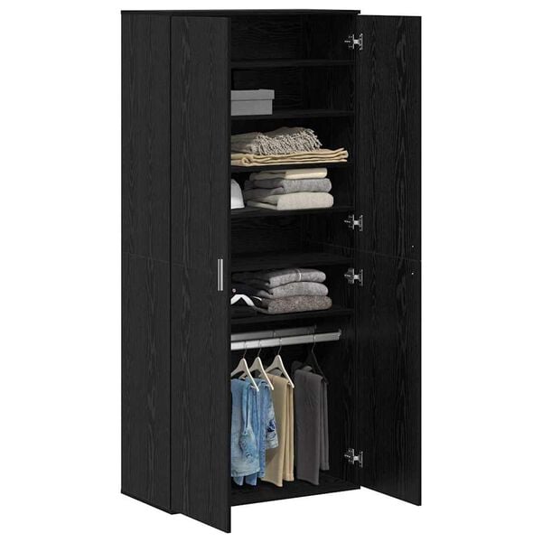 vidaXL Highboard Roble negro 80 x 39 x 178 cm Madera contrachapada