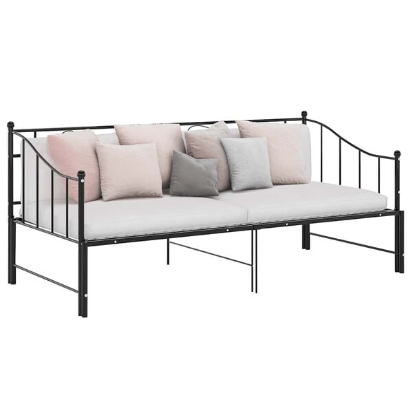 vidaXL Estructura sof&aacute; cama extra&iacute;ble sin colch&oacute;n metal negro 90x200cm