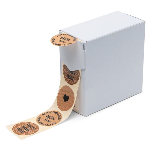 rillprint Pegatinas de regalo 250 piezas 4 rollos marr&oacute;n