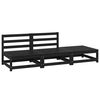 vidaXL Juego de muebles de jard&iacute;n 3 pzas y cojines negro madera pino
