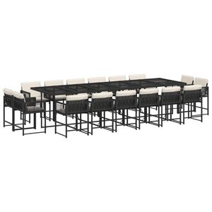 vidaXL Set de muebles jard&iacute;n 17 pzas con cojines rat&aacute;n sint&eacute;tico negro