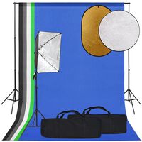 vidaXL Kit de estudio fotográfico con softbox, fondo y reflector