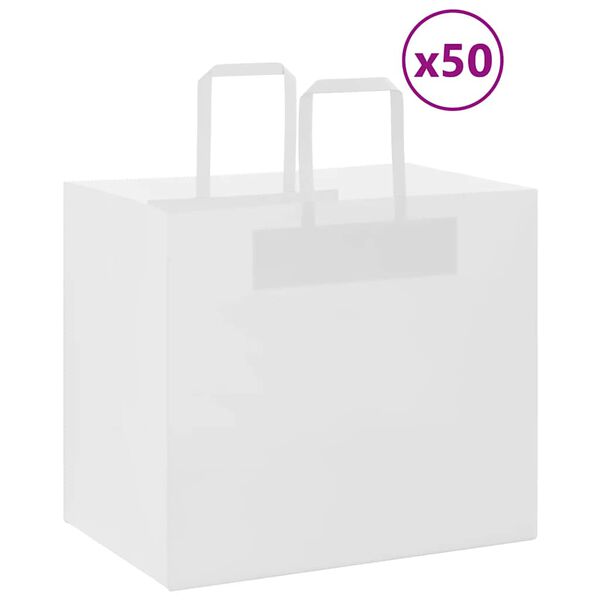 vidaXL Bolsas de papel con asas 50 uds blanca 32x22x28 cm