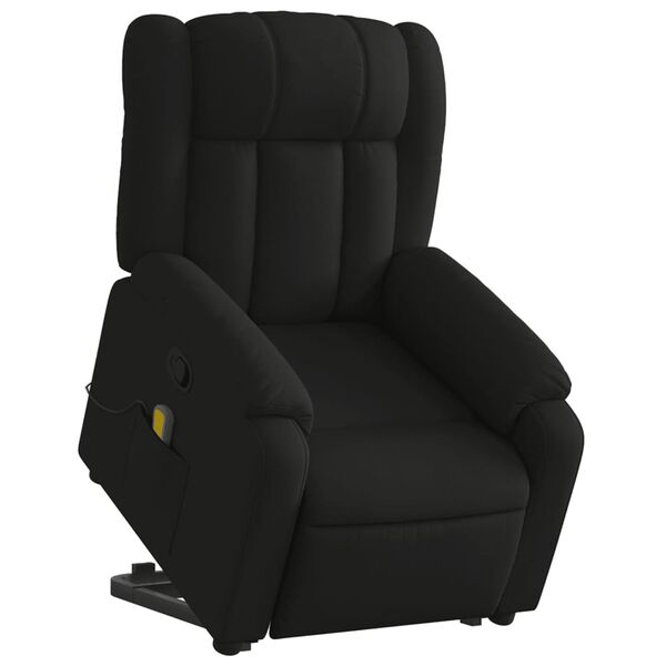 vidaXL Sill&oacute;n reclinable de masaje elevable tela negro