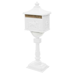 vidaXL Buz&oacute;n de pedestal de aluminio estilo vintage inoxidable blanco