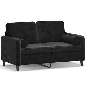 vidaXL Sof&aacute; de 2 plazas con cojines terciopelo negro 120 cm