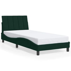 vidaXL Estructura de cama sin colch&oacute;n Hanko terciopelo verde oscuro 80x200cm