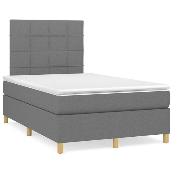 vidaXL Cama box spring con colch&oacute;n tela gris oscuro 120x190 cm