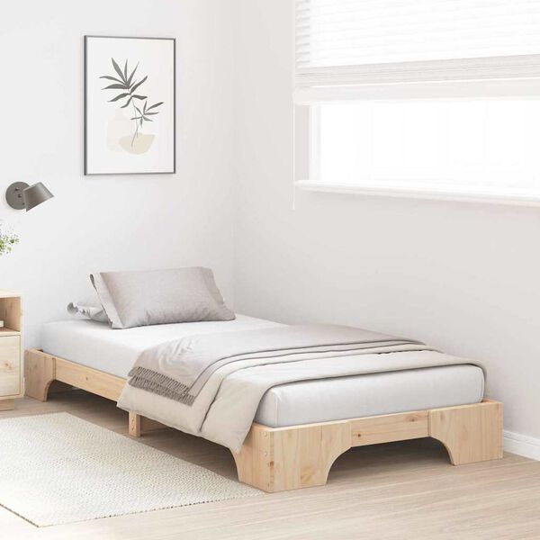 vidaXL Estructura de cama Natural 75 x 190 cm Madera de pino macizo