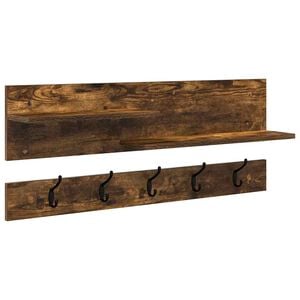 vidaXL Perchero de pared Montada en la pared Roble ahumado