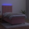 vidaXL Cama box spring colch&oacute;n y LED terciopelo rosa 90x190 cm