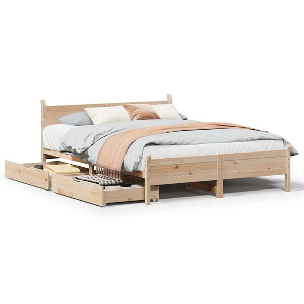 vidaXL Estructura de cama sin colchón madera maciza de pino 135x190 cm